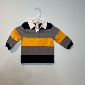 Gymboree Boys Toddler Long-Sleeve Striped Polo Yellow, Gray & Black Size 18-24M